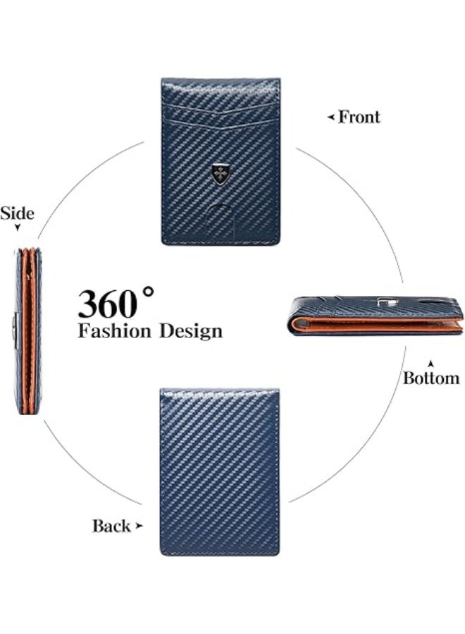 Mens Wallet Leather Credit Card Holder Slim Bifold RFID Blocking Front Pockets Minimalist Wallets for Men with ID Window - Image 5