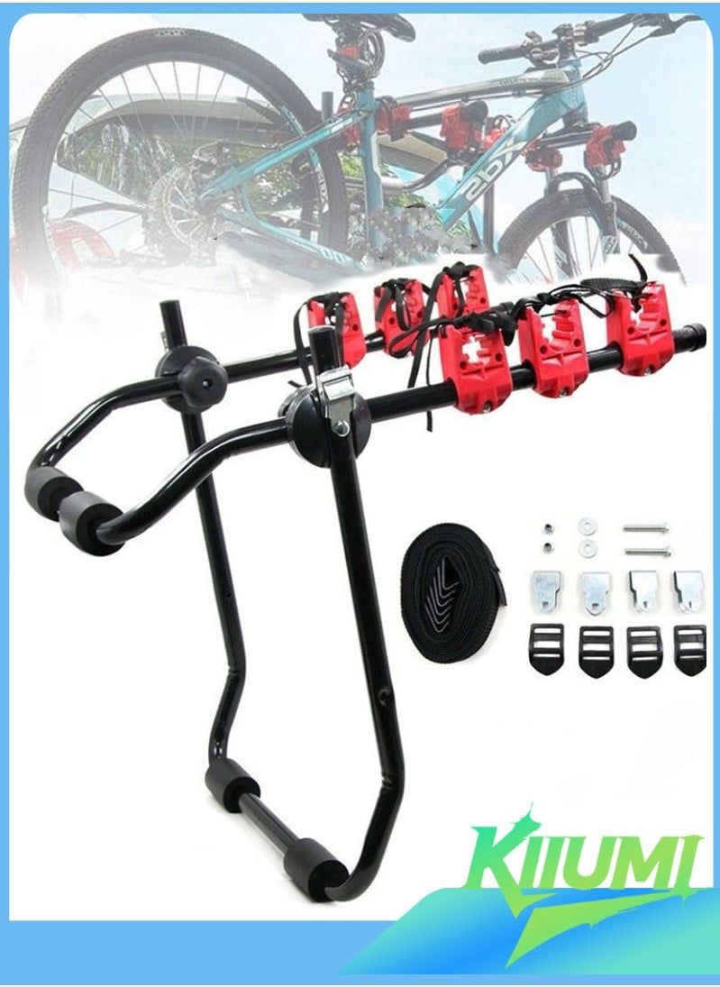KIIUMI Bicycle Carrier For Car, Foldable 3 Bicycle Trunk Mount Rack Hitch Mount Rack for Most Sedans/Hatchbacks/Minivans SUV, Rear Mount Carrier Car Rack Bike Cycle  - Image 1