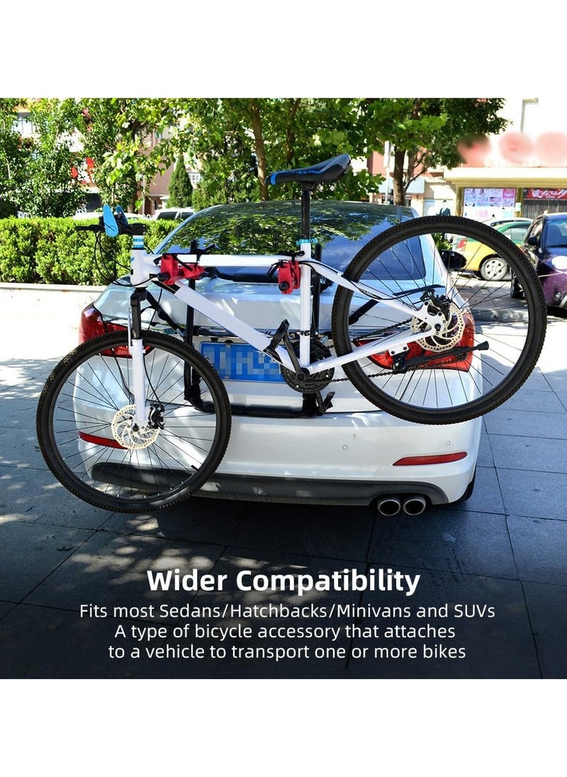 KIIUMI Bicycle Carrier For Car, Foldable 3 Bicycle Trunk Mount Rack Hitch Mount Rack for Most Sedans/Hatchbacks/Minivans SUV, Rear Mount Carrier Car Rack Bike Cycle  - Image 3