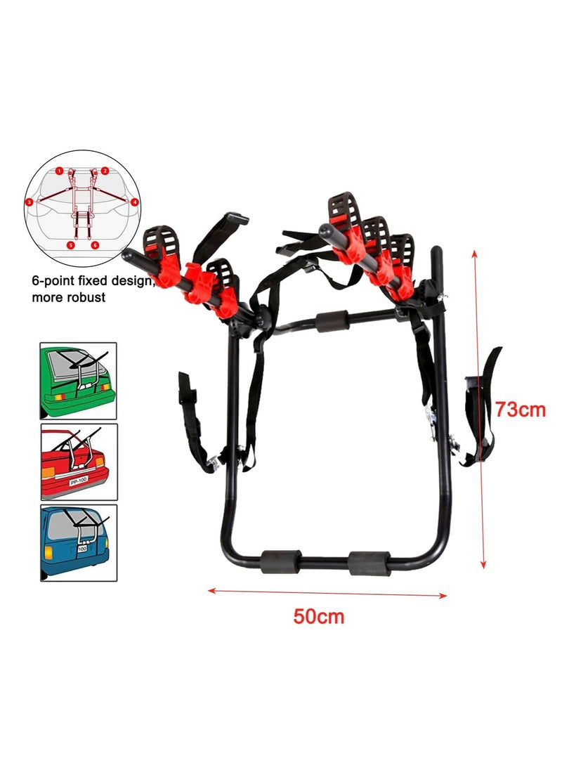 KIIUMI - Bicycle Carrier For Car, Foldable 3 Bicycle Trunk Mount Rack Hitch Mount Rack for Most Sedans/Hatchbacks/Minivans SUV, Rear Mount Carrier Car Rack Bike Cycle - Image 1