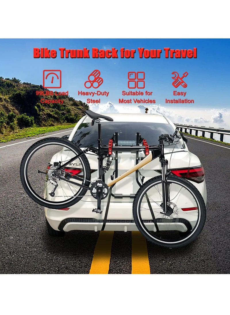 KIIUMI - Bicycle Carrier For Car, Foldable 3 Bicycle Trunk Mount Rack Hitch Mount Rack for Most Sedans/Hatchbacks/Minivans SUV, Rear Mount Carrier Car Rack Bike Cycle - Image 1