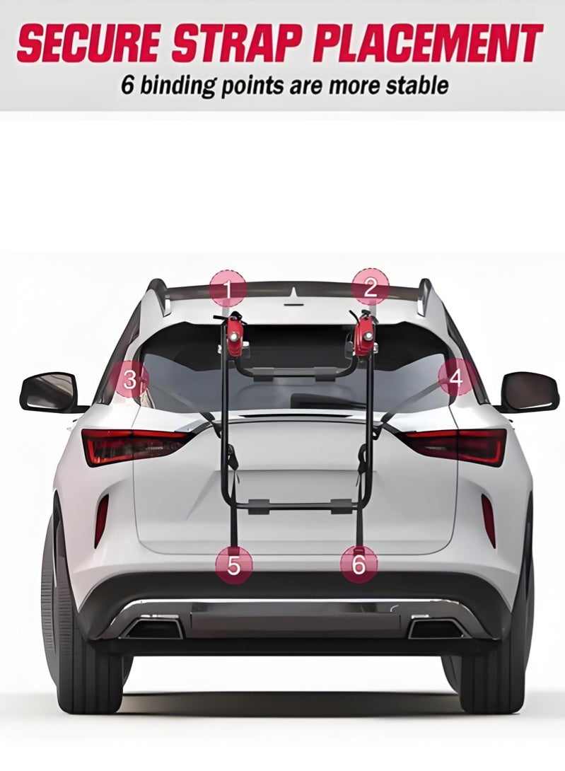 KIIUMI Bicycle Carrier For Car, Foldable 3 Bicycle Trunk Mount Rack Hitch Mount Rack for Most Sedans/Hatchbacks/Minivans SUV, Rear Mount Carrier Car Rack Bike Cycle - Image 3