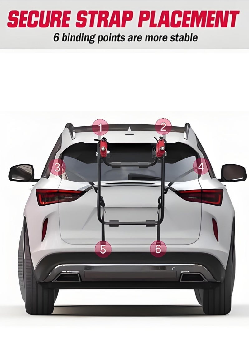 KIIUMI Bicycle Carrier For Car, Foldable 3 Bicycle Trunk Mount Rack Hitch Mount Rack for Most Sedans/Hatchbacks/Minivans SUV, Rear Mount Carrier Car Rack Bike Cycle - Image 3