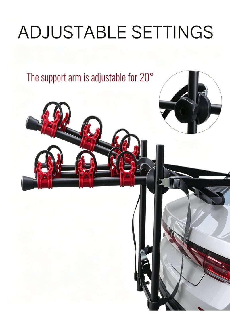 KIIUMI Bicycle Carrier For Car, Foldable 3 Bicycle Trunk Mount Rack Hitch Mount Rack for Most Sedans/Hatchbacks/Minivans SUV, Rear Mount Carrier Car Rack Bike Cycle - Image 4