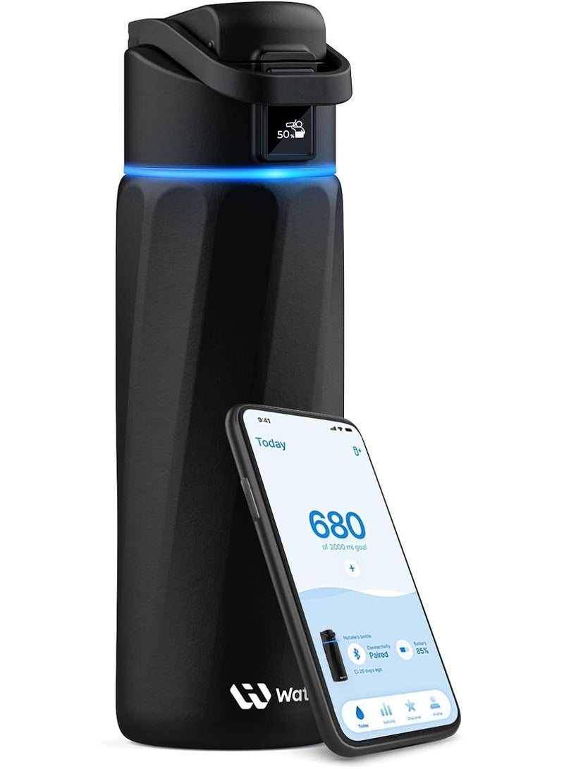 ووتر اتش زجاجة الماء الذكية WaterH Boost مع تذكير للشرب، سعة 24 أونصة، خالية من مادة BPA، مصنوعة من الفولاذ المقاوم للصدأ ومعزولة بالفراغ، فوهة واسعة مع ميزة تتبع الماء عبر التطبيق، مثالية كهدية. - Image 1