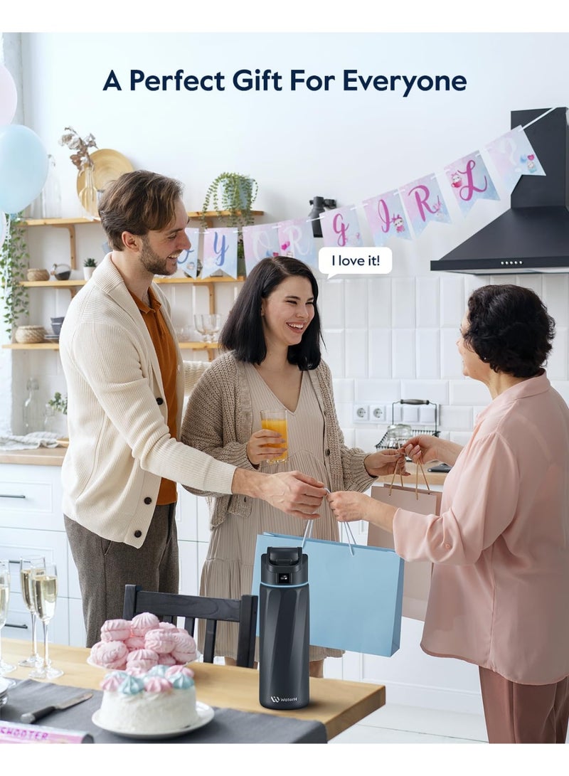 ووتر اتش زجاجة الماء الذكية WaterH Boost مع تذكير للشرب، سعة 24 أونصة، خالية من مادة BPA، مصنوعة من الفولاذ المقاوم للصدأ ومعزولة بالفراغ، فوهة واسعة مع ميزة تتبع الماء عبر التطبيق، مثالية كهدية. - Image 2
