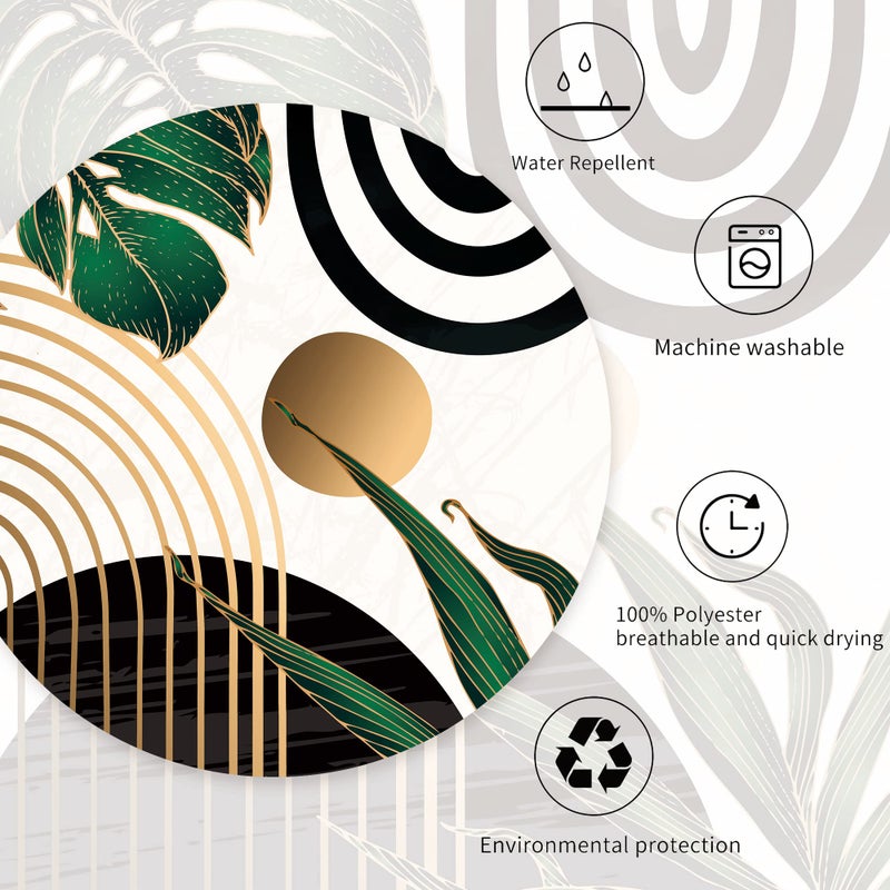 Miyotaa Abstract Emerald Green Shower Curtain Set 60Wx71H Inches Mid Century Minimalist Modern Tropical Leaves Geometric Contemporary Polyester Waterproof Bathroom Curtain with 12 Hooks - Image 5