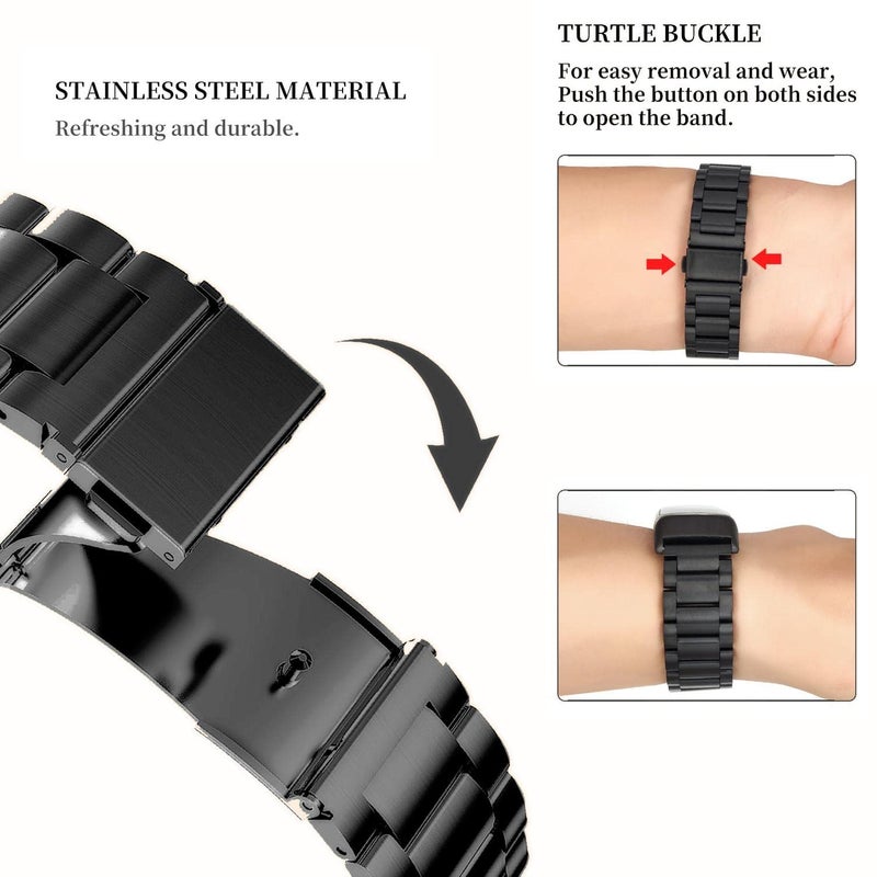 Abanen سوار من الفولاذ المقاوم للصدأ Abanen لساعة Fitbit Charge 6 / Charge 5 المتقدمة، حزام معصم معدني قابل للتعديل الطول متوافق مع Fitbit Charge 5 للرجال والنساء (أسود) - Image 4