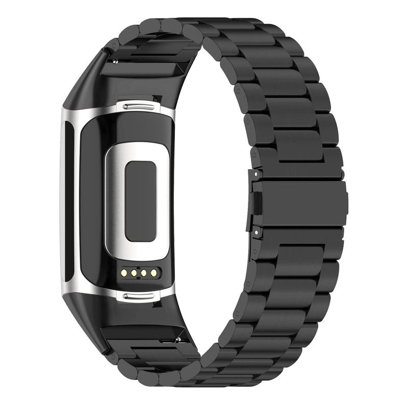 Abanen سوار من الفولاذ المقاوم للصدأ Abanen لساعة Fitbit Charge 6 / Charge 5 المتقدمة، حزام معصم معدني قابل للتعديل الطول متوافق مع Fitbit Charge 5 للرجال والنساء (أسود) - Image 1