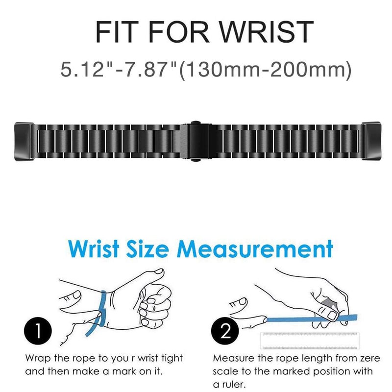 Abanen سوار من الفولاذ المقاوم للصدأ Abanen لساعة Fitbit Charge 6 / Charge 5 المتقدمة، حزام معصم معدني قابل للتعديل الطول متوافق مع Fitbit Charge 5 للرجال والنساء (أسود) - Image 5