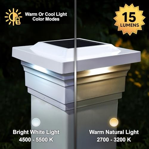 Classy Caps SL075W 5x5 Majestic Solar Post Cap - White – High-Performance Solar LED Lights, Durable PVC (Vinyl) Construction, Weather-Resistant, Ideal for Outdoor, Warm & Cool Light Modes - Image 4