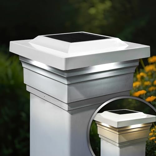 Classy Caps SL075W 5x5 Majestic Solar Post Cap - White – High-Performance Solar LED Lights, Durable PVC (Vinyl) Construction, Weather-Resistant, Ideal for Outdoor, Warm & Cool Light Modes - Image 2