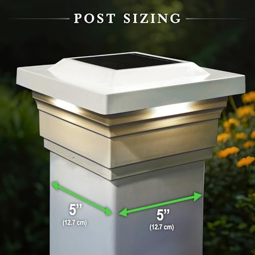 Classy Caps SL075W 5x5 Majestic Solar Post Cap - White – High-Performance Solar LED Lights, Durable PVC (Vinyl) Construction, Weather-Resistant, Ideal for Outdoor, Warm & Cool Light Modes - Image 3