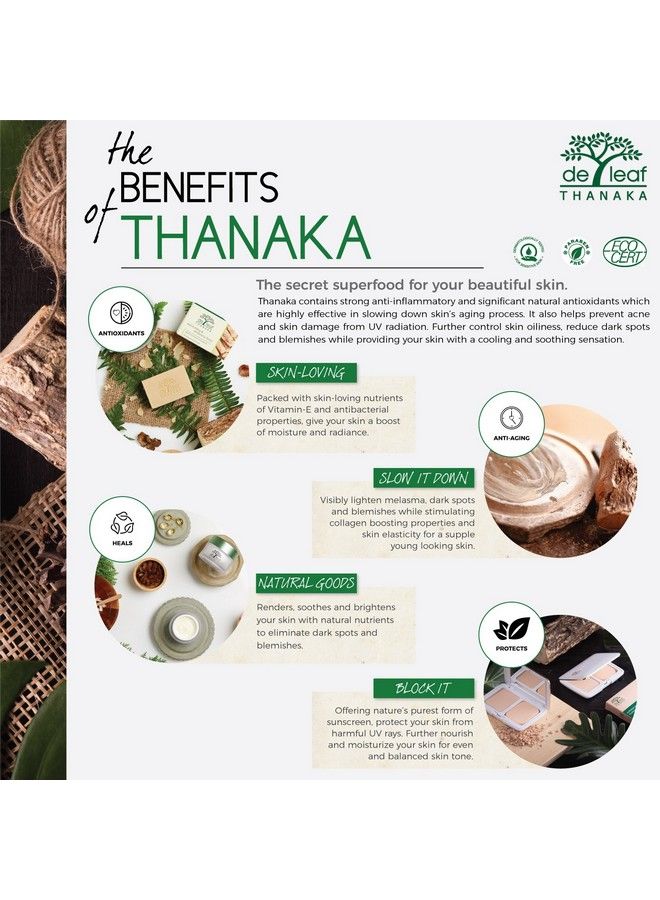 de leaf thanaka Natural Moisturizing Bar Soap Vitamin B3 E Beauty Deep Cleansing Hydration Moisturize Clean Natural Face Facial Body Skin Soap 100G 3Pack Count Thanaka 3 - Image 5
