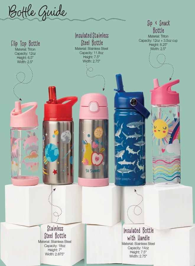 Stephen Joseph Double Wall Stainless Steel Bottles, Insulated Water Bottle for Kids Toddlers, Vacuum Insulated Bottle with Straw, BPA-Free Water Bottle - 11.8 Ounces, Construction - Image 5