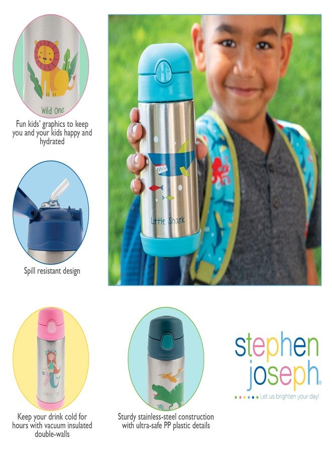 Stephen Joseph Double Wall Stainless Steel Bottles, Insulated Water Bottle for Kids Toddlers, Vacuum Insulated Bottle with Straw, BPA-Free Water Bottle - 11.8 Ounces, Construction - Image 4