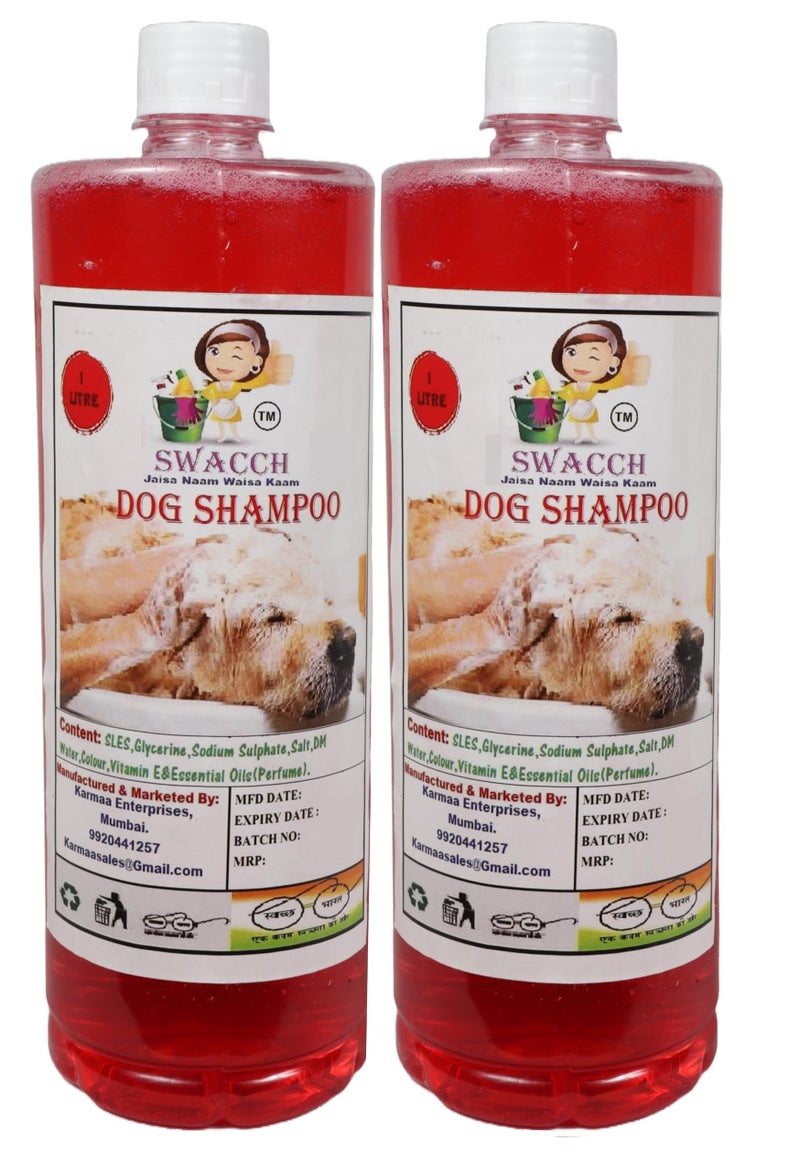 swacch Shampoo | Puppy Safe Shampoo| Dog Shampoo (1 Litre) (Pack of 2) Strawberry + Medium White Bone |Dog Chew Bones |Teething chew Toy|Dental Teething |Combo Pack - Image 2