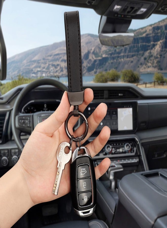 Turcee Leather Car Keychain, Creative Personality Leather Key Fob, Universal Key Fob Keychain for Men and Women (Black) - Image 5