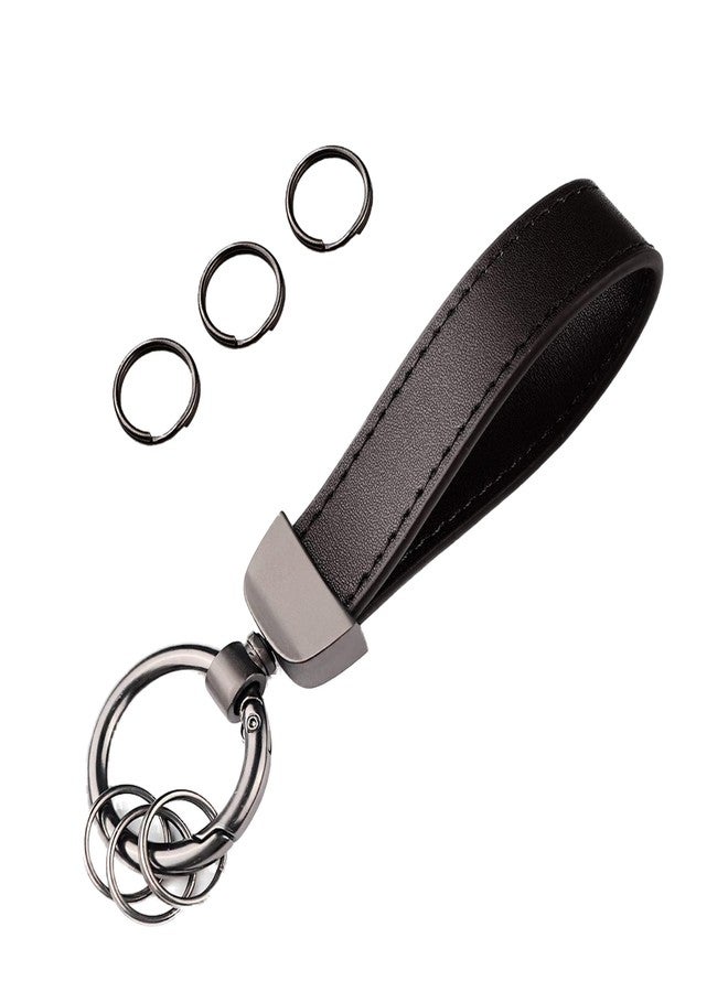 Turcee Leather Car Keychain, Creative Personality Leather Key Fob, Universal Key Fob Keychain for Men and Women (Black) - Image 1