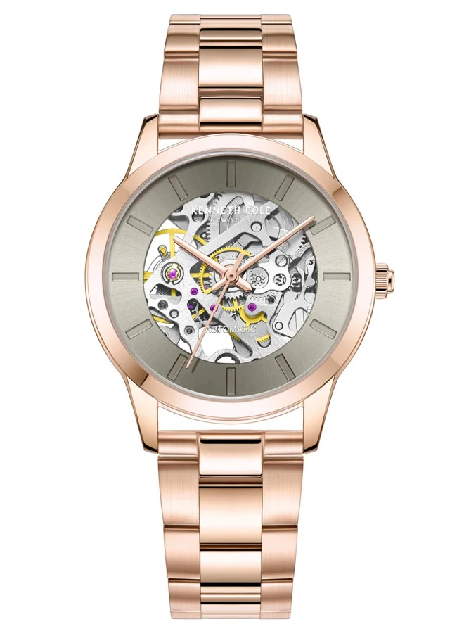 كينيث كول نيو يورك Kenneth Cole New York 36mm Automatic Women's Watch with Warm Grey Dial & Rose Gold Stainless Steel Bracelet