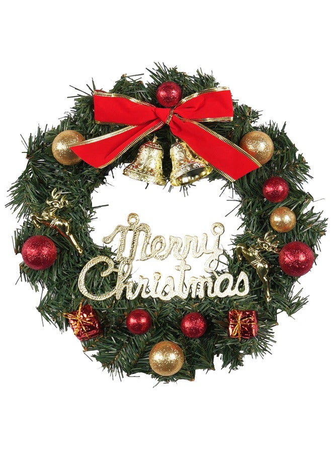 Decoration Wreath Green/Red/Gold  Large 35 cm  Wreath for Door or Wall, Garland  Home Decoration (Red Ribbon) - Image 1