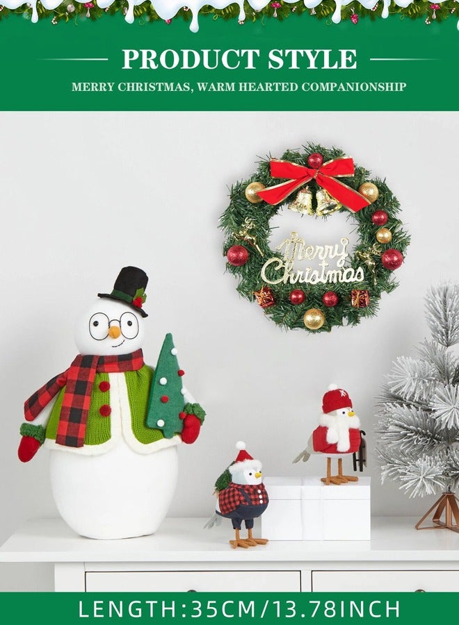 Decoration Wreath Green/Red/Gold  Large 35 cm  Wreath for Door or Wall, Garland  Home Decoration (Red Ribbon) - Image 5