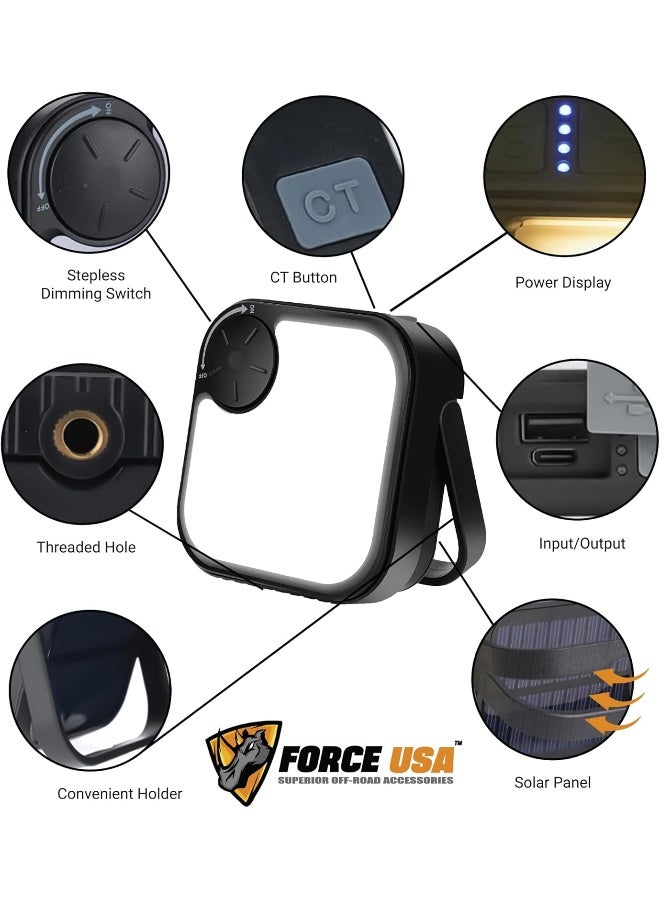 BYSON FORCE USA Compact Square Camping Light – Battery-Powered Lantern for Power Outages, Night Lights, and Outdoor Activities – Dimmable with Three Illumination Modes – IPX4 Water-Resistant Lantern - Image 4