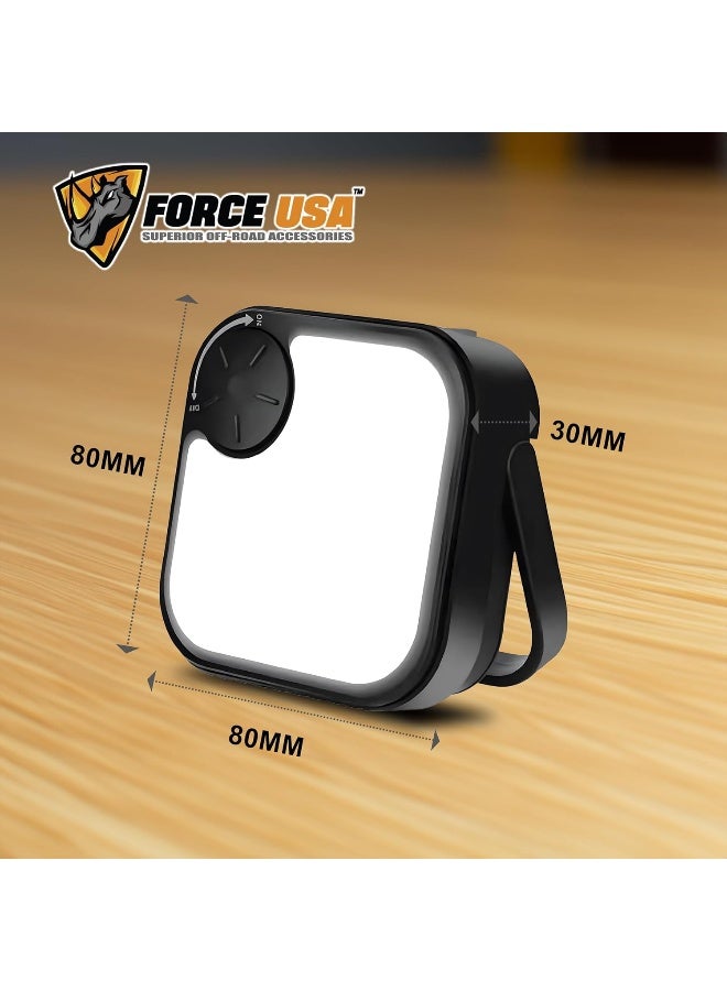 BYSON FORCE USA Compact Square Camping Light – Battery-Powered Lantern for Power Outages, Night Lights, and Outdoor Activities – Dimmable with Three Illumination Modes – IPX4 Water-Resistant Lantern - Image 2