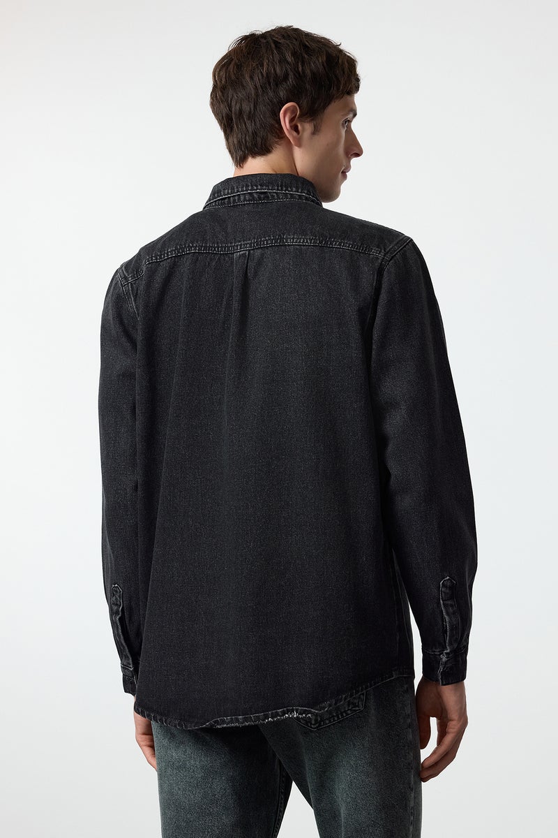 trendyol Men's Anthracite Regular Fit Denim Jeans Shirt Jacket - Image 4