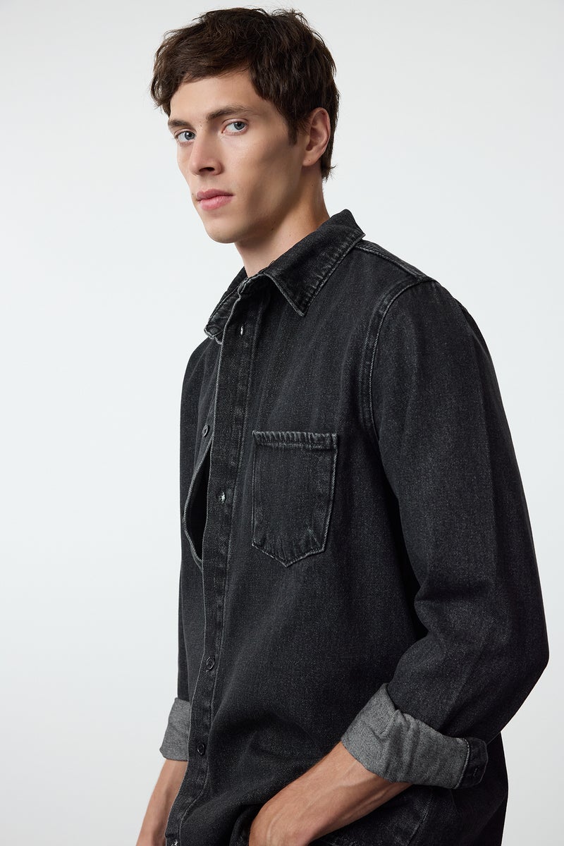trendyol Men's Anthracite Regular Fit Denim Jeans Shirt Jacket - Image 2