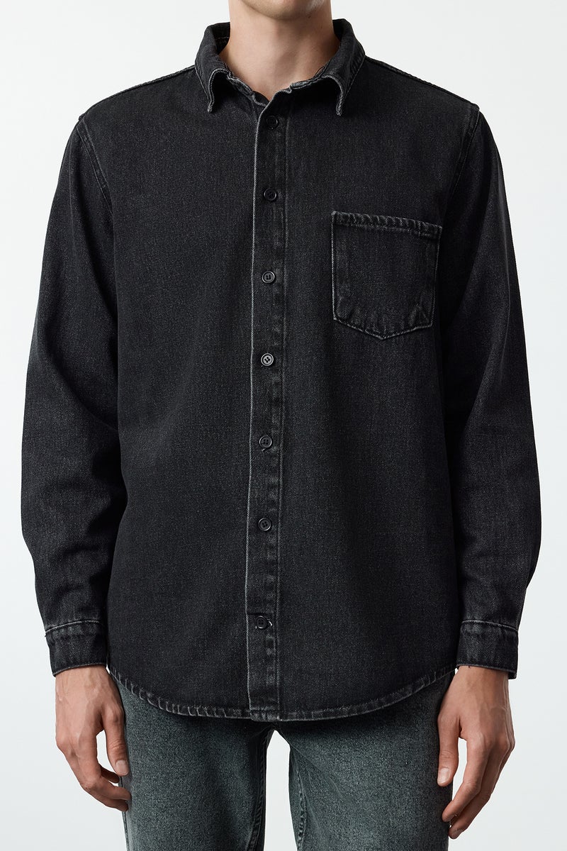 trendyol Men's Anthracite Regular Fit Denim Jeans Shirt Jacket - Image 3