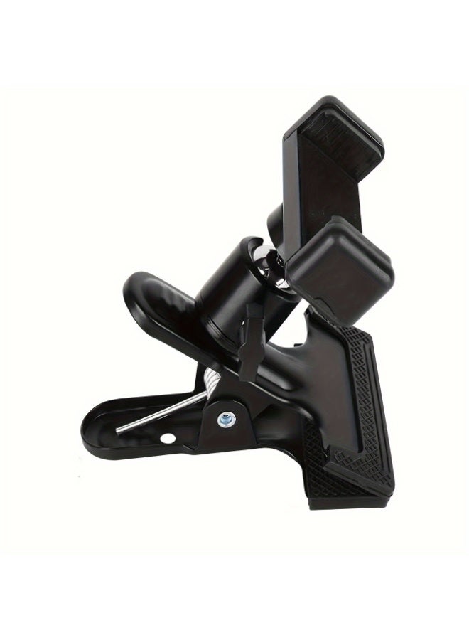 Alloy Guitar Cell Phone Clip, Black Uncharged Mobile Phone Bracket for Live Streaming, Ukulele, Piano, Video Recording - Musical Instrument Selfie Holder - Image 2