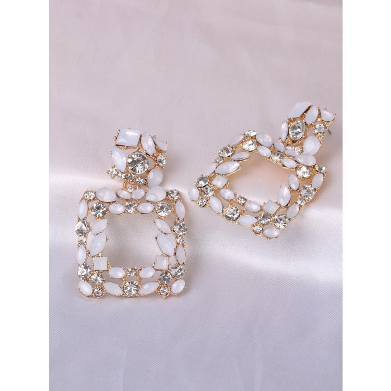 juran Rhinestone Decor Geometric Drop Earrings - Image 2