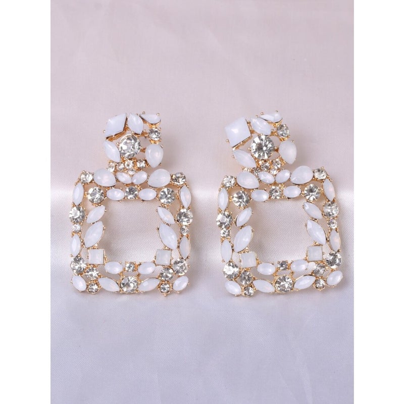 juran Rhinestone Decor Geometric Drop Earrings - Image 1
