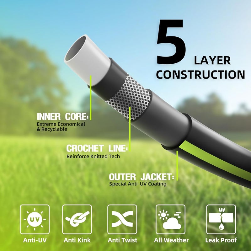 WORTH Leader Short Garden Hose 5/8 in. x 4 ft. -No Kink, Flexible, Leakproof, Both Female Fittings -Heavy Duty Durable PVC Lightweight Water Pipe with Brass Aluminum Ends for Household & Yard Use - Image 2