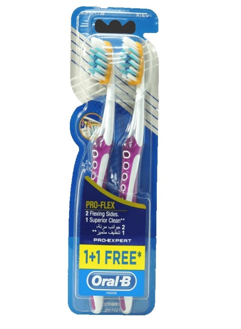 Oral-B Oral-B Pro-Expert Clinic Line Pro-Flex Soft Manual Toothbrush 1+1 -Multicolors