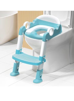 Gonice Toddler Kid Children Toilet Training Seat Chair with Handles,Height Adjustable,Non-Slip Wide Step(Blue)  - Image 1