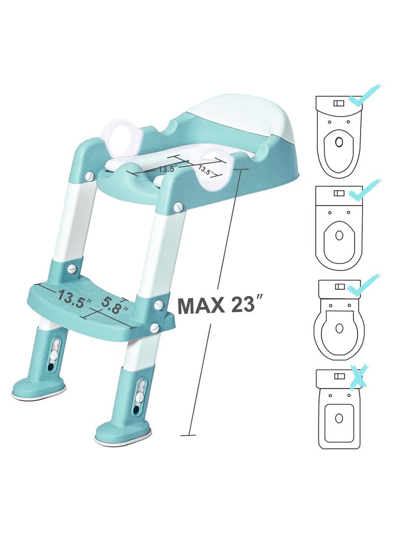 Gonice - Toddler Kid Children Toilet Training Seat Chair with Handles,Height Adjustable,Non-Slip Wide Step(Blue) - Image 1