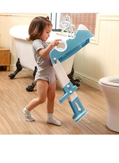 Gonice Toddler Kid Children Toilet Training Seat Chair with Handles,Height Adjustable,Non-Slip Wide Step(Blue)  - Image 4