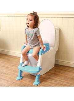 Gonice Toddler Kid Children Toilet Training Seat Chair with Handles,Height Adjustable,Non-Slip Wide Step(Blue)  - Image 3