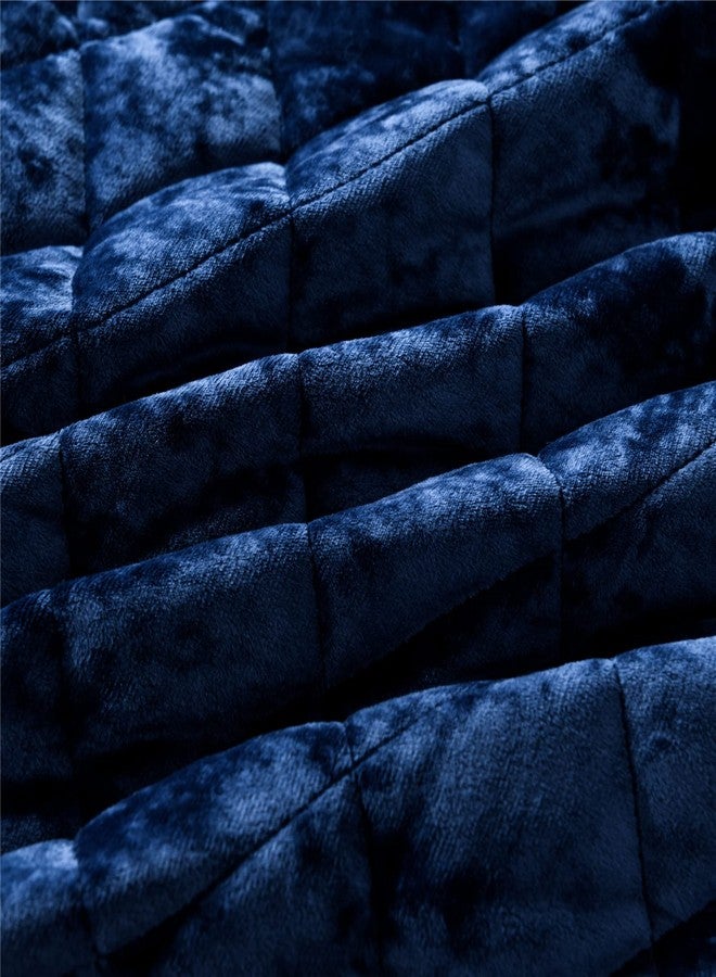 Fredsure Distressed Velvet Quilt Set, 3 Pieces Navy King, Distressed Velvet Face and Brushed Microfiber Reverse with Diamond Quilting - Image 5