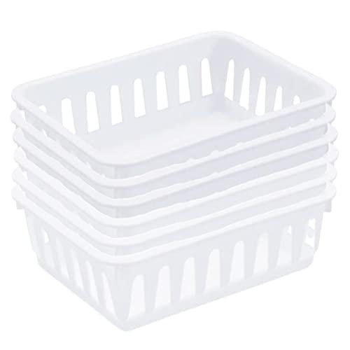 Tribello Mini Plastic Baskets for Organizing, White Drawer/Closet Storage Tray, Size 6 x 5 x 2 - Pack of 6 - Made in USA - Image 2