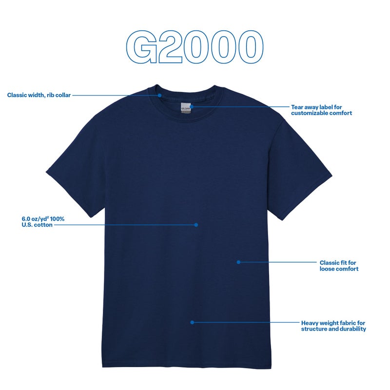 Gildan Adult Ultra Cotton T-Shirt, Style G2000, Multipack, Navy (2-Pack), X-Large - Image 5