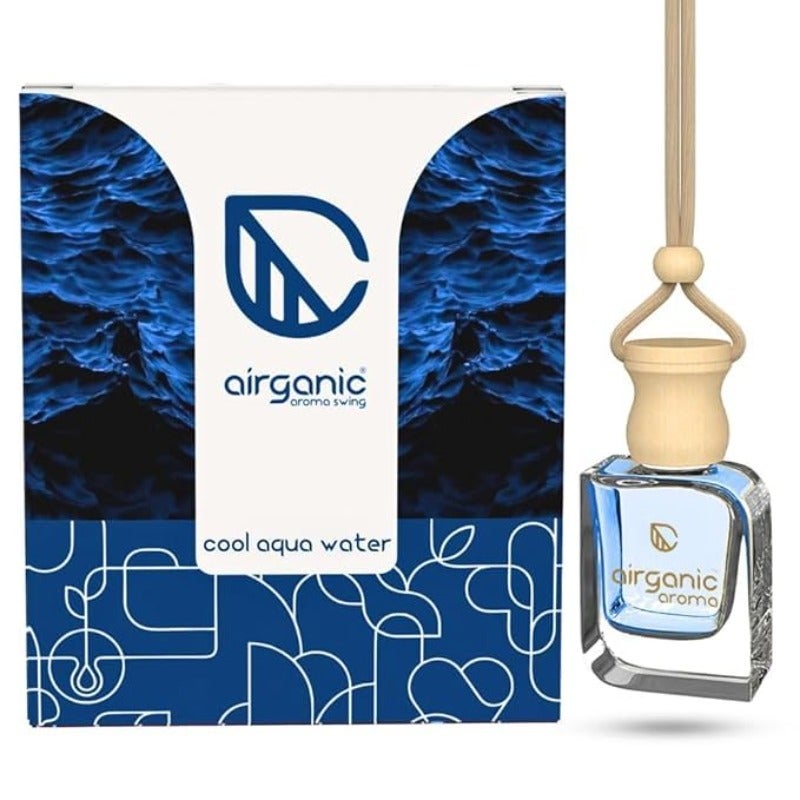 Airganic Swing Prime Car Perfume Hanging Pod Musk Camphor Cool Aqua Water Pack 3 Car Air Freshener Natural Essential Fragrance Oils in Glass Bottle with Wooden Diffuser Lid Last Upto 60 Days - Image 5