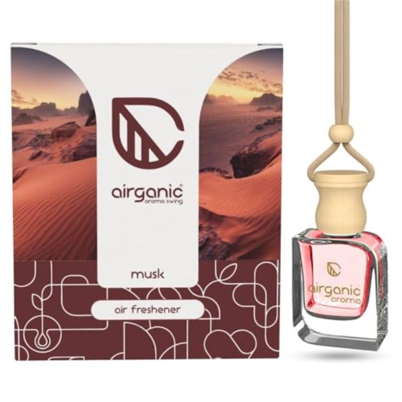 Airganic Swing Prime Car Perfume Hanging Pod Musk Camphor Cool Aqua Water Pack 3 Car Air Freshener Natural Essential Fragrance Oils in Glass Bottle with Wooden Diffuser Lid Last Upto 60 Days - Image 4