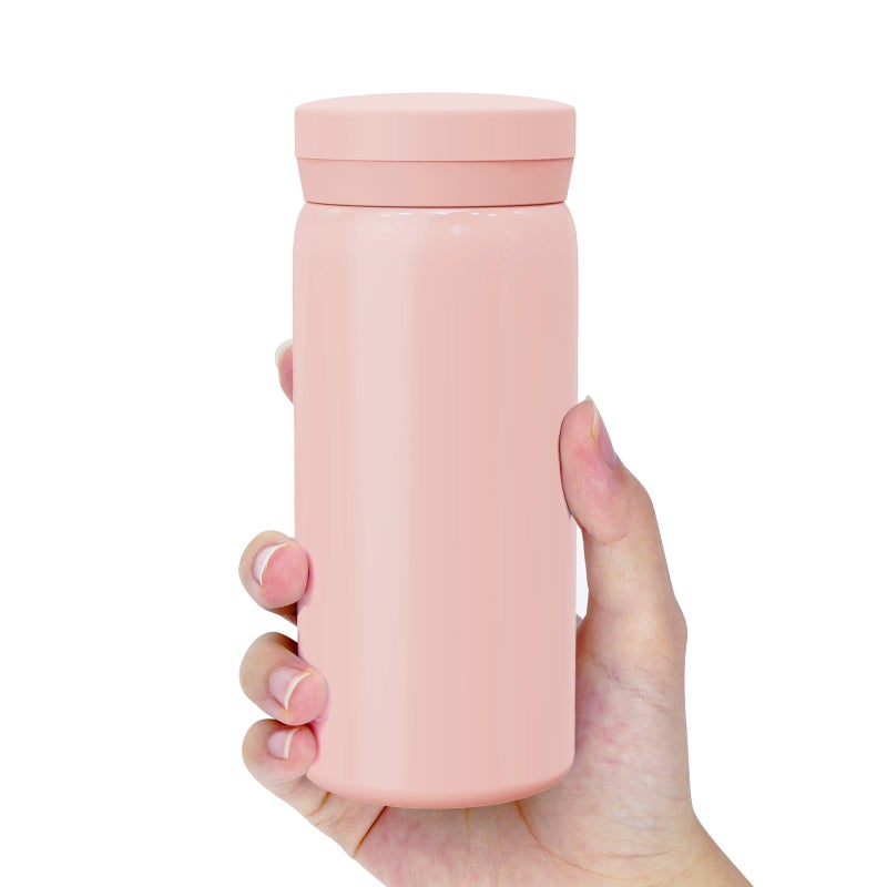 Linkidea 7oz 200ml Mini Water Bottle Small Vacuum Insulated Stainless Steel Water Bottle for Hot Cold Drinks Spill Proof Thermo Fit Handbag Purse and Pocket Pink