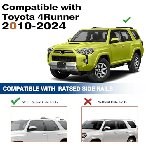 Wonderdriver Lockable Roof Rack Cross Bars 220lbs Compatible with Toyota 4Runner 2010-2024 (with Raised Side Rails), Heavy Duty Aluminum Roof Rails Crossbars Cargo Canoe Black Rooftop Cargo. - Image 3