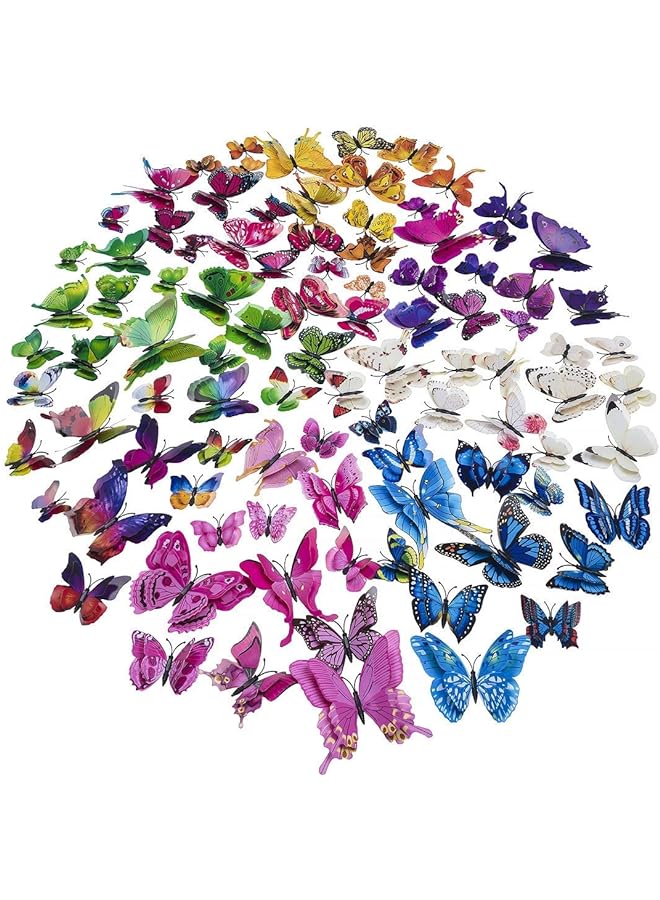 Zaboon 96PCS Butterfly Wall Mural Stickers - 3D Butterflies Decor Decals for Wall Removable Home Decoration Kids Room Bedroom Decor - Image 1