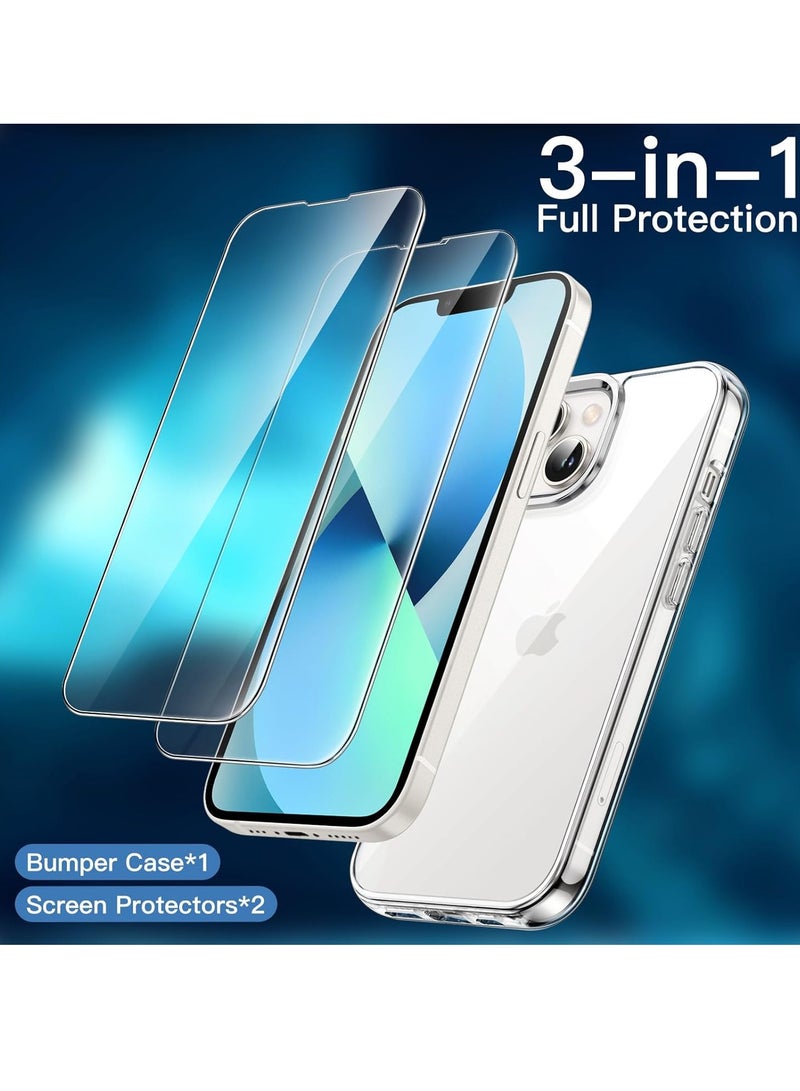 ELTRAZONE 3-in-1 iPhone 13 Mini Case with 2 Tempered Glass Screen Protectors – Non-Yellowing Shockproof Bumper Cover - Image 3