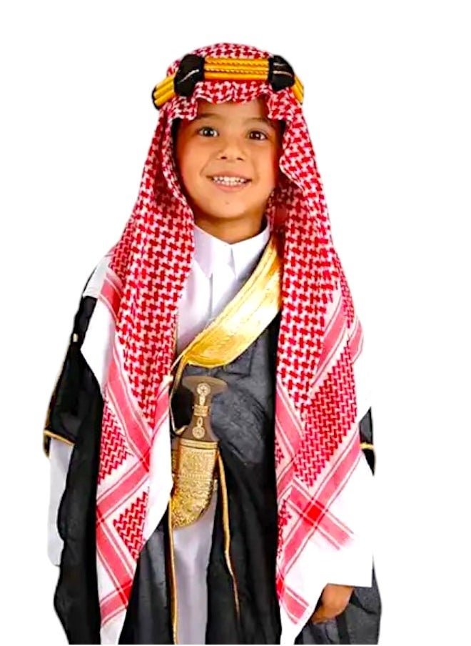 صندوق العاب - يوم التأسيس السعودي عقل فيصل للأطفال أسود/ذهبي من 2 إلى 8 سنوات - Image 1
